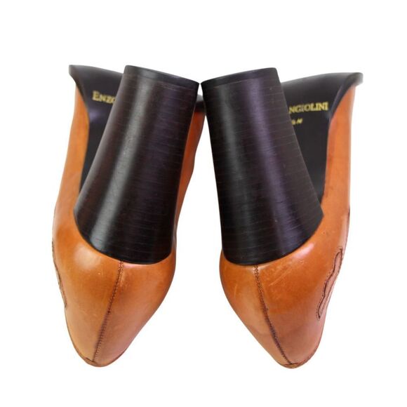 Enzo Angiolini BROWN REAL LEATHER HIGH HEEL ROUND TOE CLASSIC PUMP SHOES Sz 9.5M - Picture 11 of 11